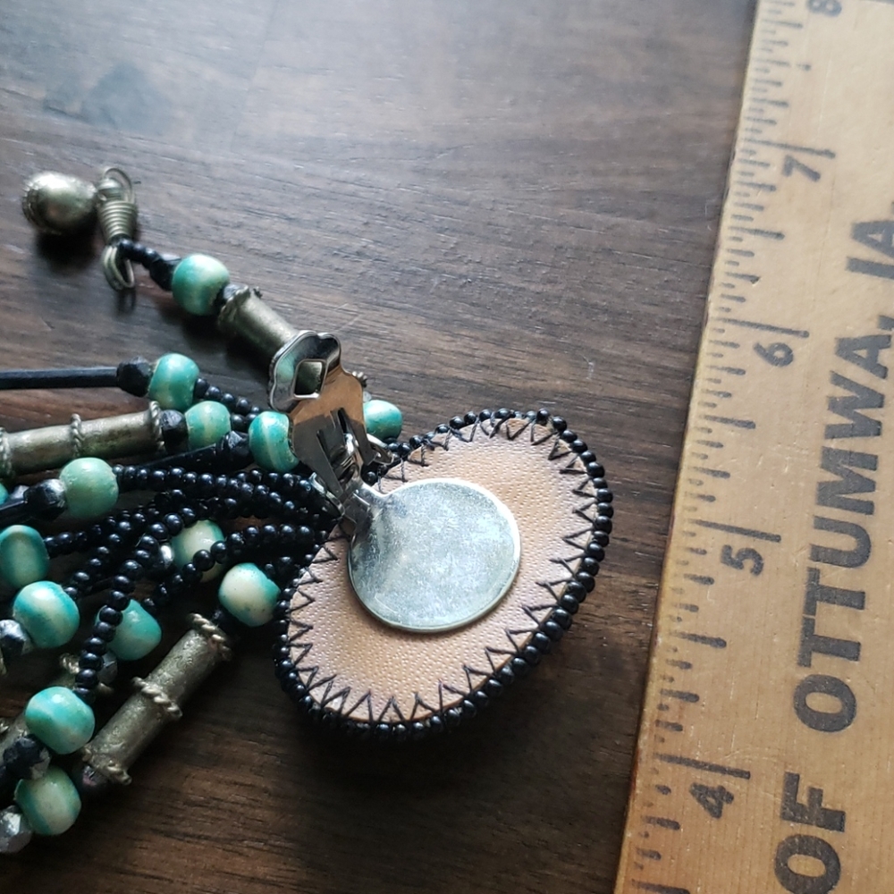 Vintage turquoise long clip-on earrings - Picture 11 of 12